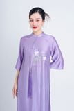 BDA50158 - Áo dài cách tân vải tơ cổ tàu tay loe thân áo thêu hoa kèm dây tua rua trang trí - Ảnh 64