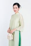BDA50160 - Áo dài cách tân vải tơ dáng suông cổ tàu hai tà thân áo đính ngọc trai trang trí khoá thân sau - Ảnh 43