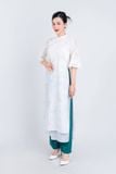 BDA50161 - Áo dài cách tân vải tơ dáng suông hai tà cổ tàu tay loe thân áo phối dây tua rua trang trí khoá thân sau - Ảnh 62