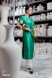 BDA50095 - Áo dài cách tân vải tafta dáng ôm cổ tròn đính hoa 3D tay xếp kiểu khóa thân sau - Ảnh 38