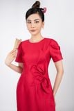 BDA50095 - Áo dài cách tân vải tafta dáng ôm cổ tròn đính hoa 3D tay xếp kiểu khóa thân sau - Ảnh 36