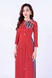 BDA50150 - Áo dài truyền thống vải lụa dáng ôm cổ tròn tết tạo kiểu thân đính hoa 3D trang trí khóa thân sau - Ảnh 34