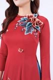 BDA50150 - Áo dài truyền thống vải lụa dáng ôm cổ tròn tết tạo kiểu thân đính hoa 3D trang trí khóa thân sau - Ảnh 35