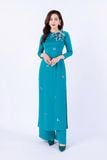 BDA50150 - Áo dài truyền thống vải lụa dáng ôm cổ tròn tết tạo kiểu thân đính hoa 3D trang trí khóa thân sau - Ảnh 37