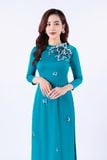 BDA50150 - Áo dài truyền thống vải lụa dáng ôm cổ tròn tết tạo kiểu thân đính hoa 3D trang trí khóa thân sau - Ảnh 41
