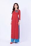 BDA50150 - Áo dài truyền thống vải lụa dáng ôm cổ tròn tết tạo kiểu thân đính hoa 3D trang trí khóa thân sau - Ảnh 31