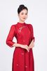 BDA50156 - Áo dài truyền thống vải tơ dáng ôm hai tà cổ tàu tay dài thân áo đính ngọc tạo kiểu - Ảnh 15