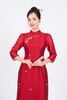 BDA50156 - Áo dài truyền thống vải tơ dáng ôm hai tà cổ tàu tay dài thân áo đính ngọc tạo kiểu - Ảnh 12