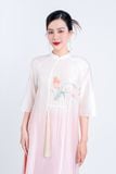 BDA50158 - Áo dài cách tân vải tơ cổ tàu tay loe thân áo thêu hoa kèm dây tua rua trang trí - Ảnh 50