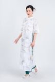 BDA50161 - Áo dài cách tân vải tơ dáng suông hai tà cổ tàu tay loe thân áo phối dây tua rua trang trí khoá thân sau - Ảnh 48