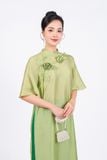 BDA50165 - Áo dài cách tân vải tơ dáng suông hai tà cổ tàu tay áo giác lăng thân áo đính hoa 3D cao cấp - Ảnh 65