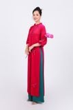 BDA50168 - Áo dài dáng suông vải nhung cổ tròn tay lửng ngực áo đính khuy bọc tạo kiểu thân áo phối tua rua thời trang - Ảnh 39