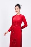 BDA90169 - Áo dài truyền thống vải nhung dáng ôm cổ tròn thân đính hoa 3D cao cấp - Ảnh 43