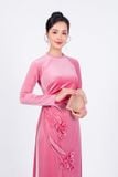 BDA90169 - Áo dài truyền thống vải nhung dáng ôm cổ tròn thân đính hoa 3D cao cấp - Ảnh 52